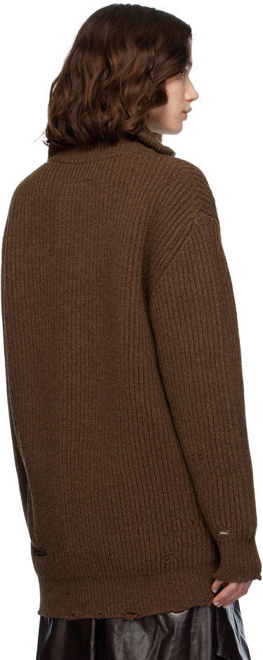 Sveter Maison Margiela MM6 Maison Margiela Ribbed Knit Zip-Up Sweater Hnedá | S52AM0322 M13138, 2