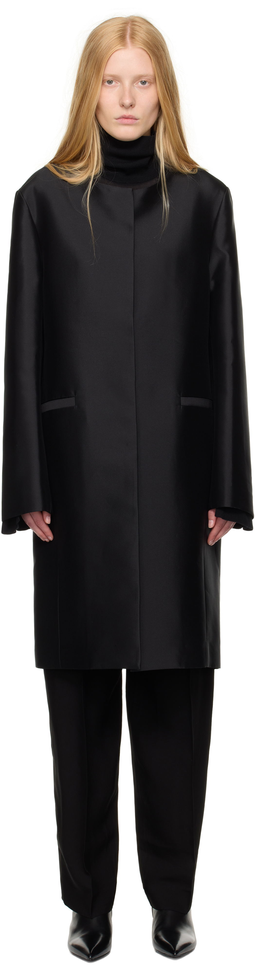 Kabáty TOTEME TOTEME Collarless Coat Čierna | 253-WRO0213-FB0429, 0