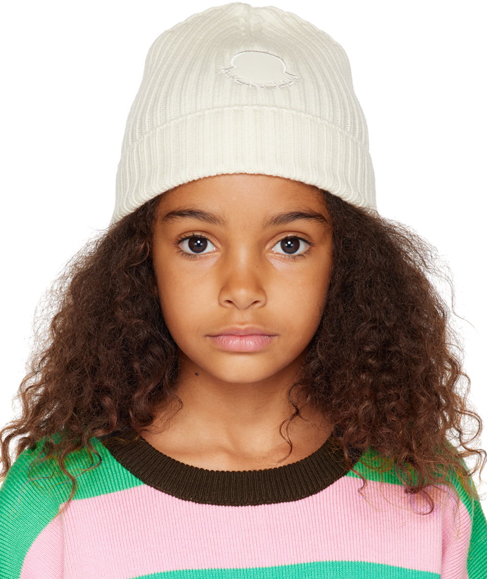 Kulicha Moncler Moncler Enfant Kids Ribbed Knit Patch Beanie Biela | I29543B00010M1131, 0