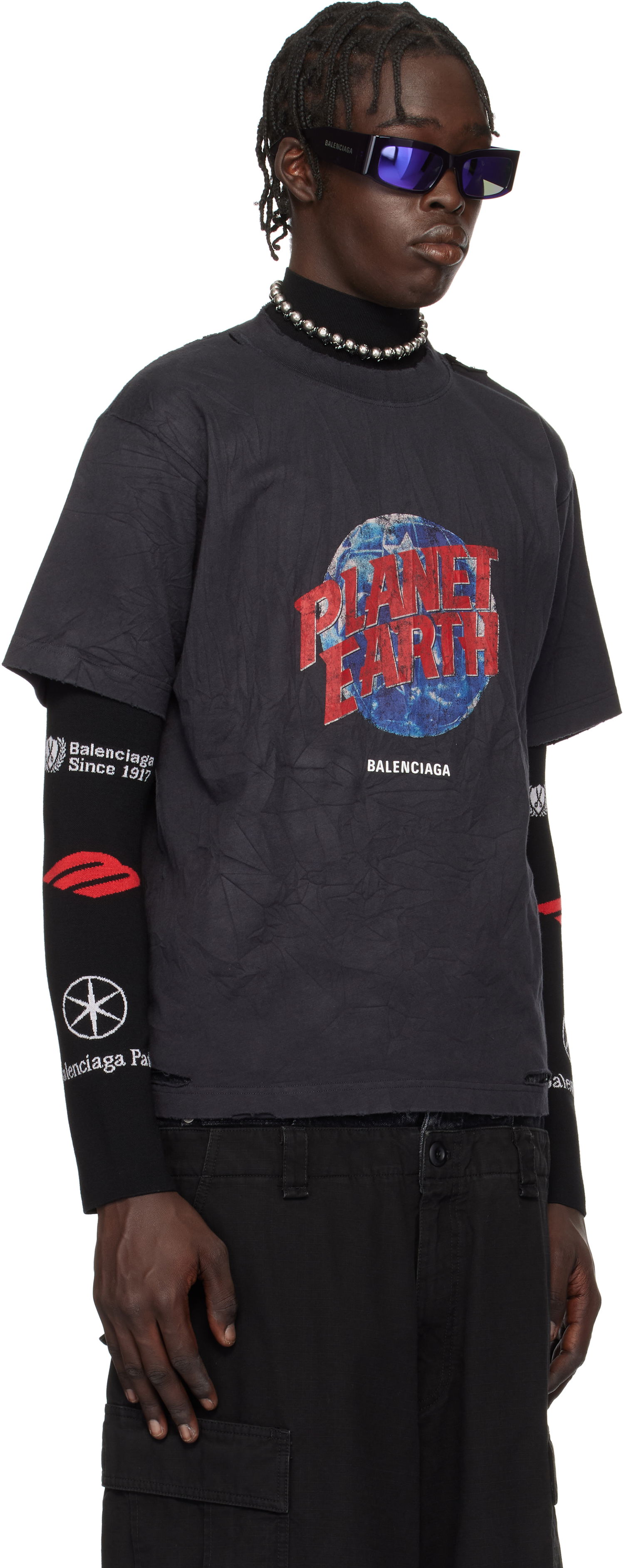 Tričko Balenciaga Oversized 'Planet Earth' Graphic T-Shirt Čierna | 808003TRVC91055, 1