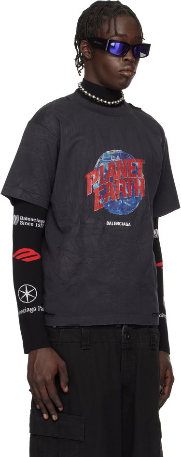 Tričko Balenciaga Oversized 'Planet Earth' Graphic T-Shirt Čierna | 808003TRVC91055, 1