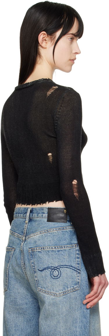 Sveter R13 R13 Flaming Heart Cropped Sweater Čierna | R13WY042-Y016B, 2