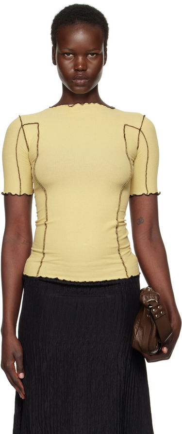 Tričko Baserange Baserange Omato 3/4 Sleeve Lettuce Edge T-Shirt Žltá | TTO3-RB-SP25, 0