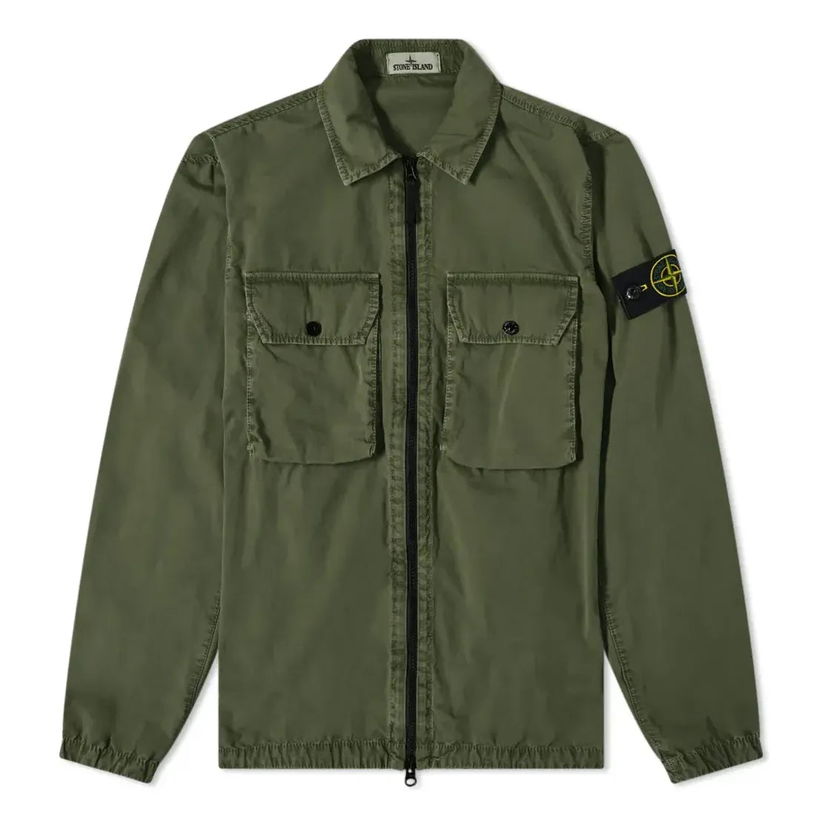 Košeľa Stone Island Brushed Cotton Shirt Jacket With Pockets Zelené | 7515113WN-V0155