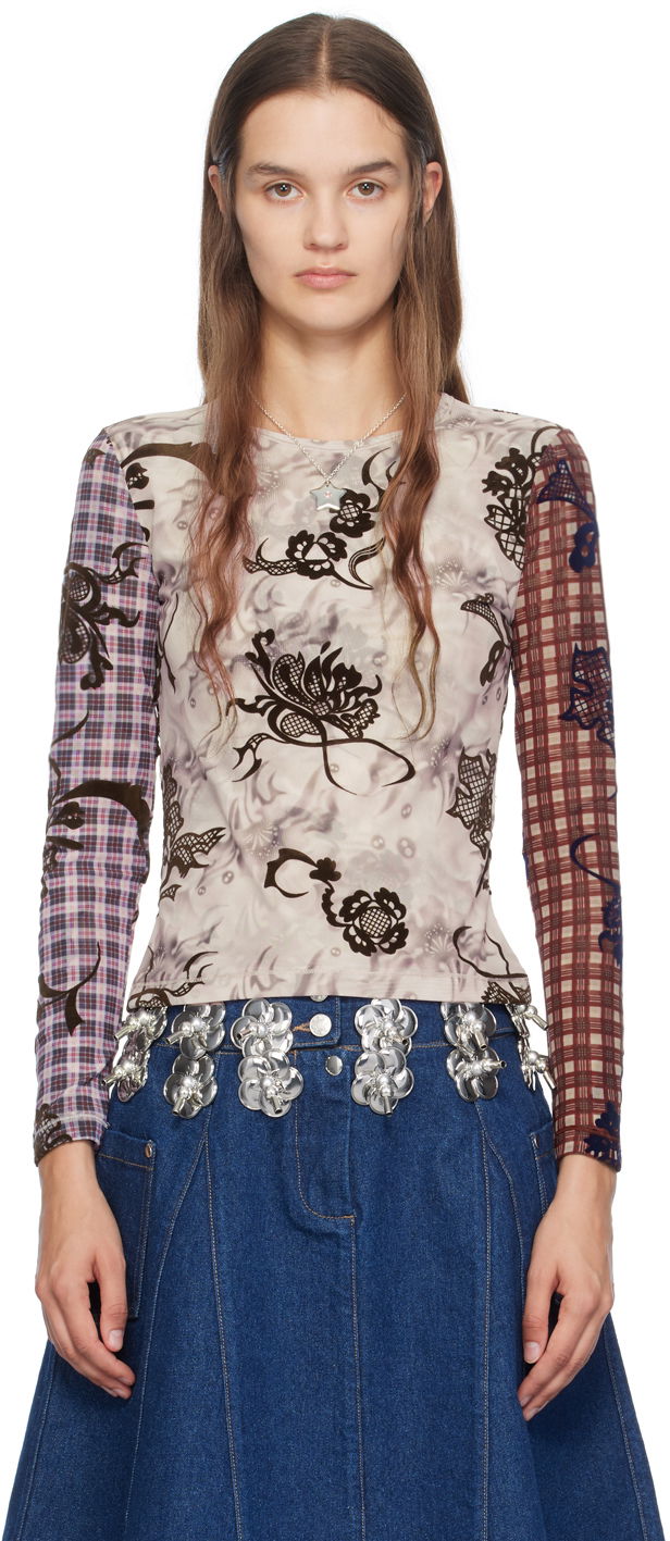 Tričko Chopova Lowena Elaine Long Sleeve Floral T-Shirt Hnedá | 2253, 0