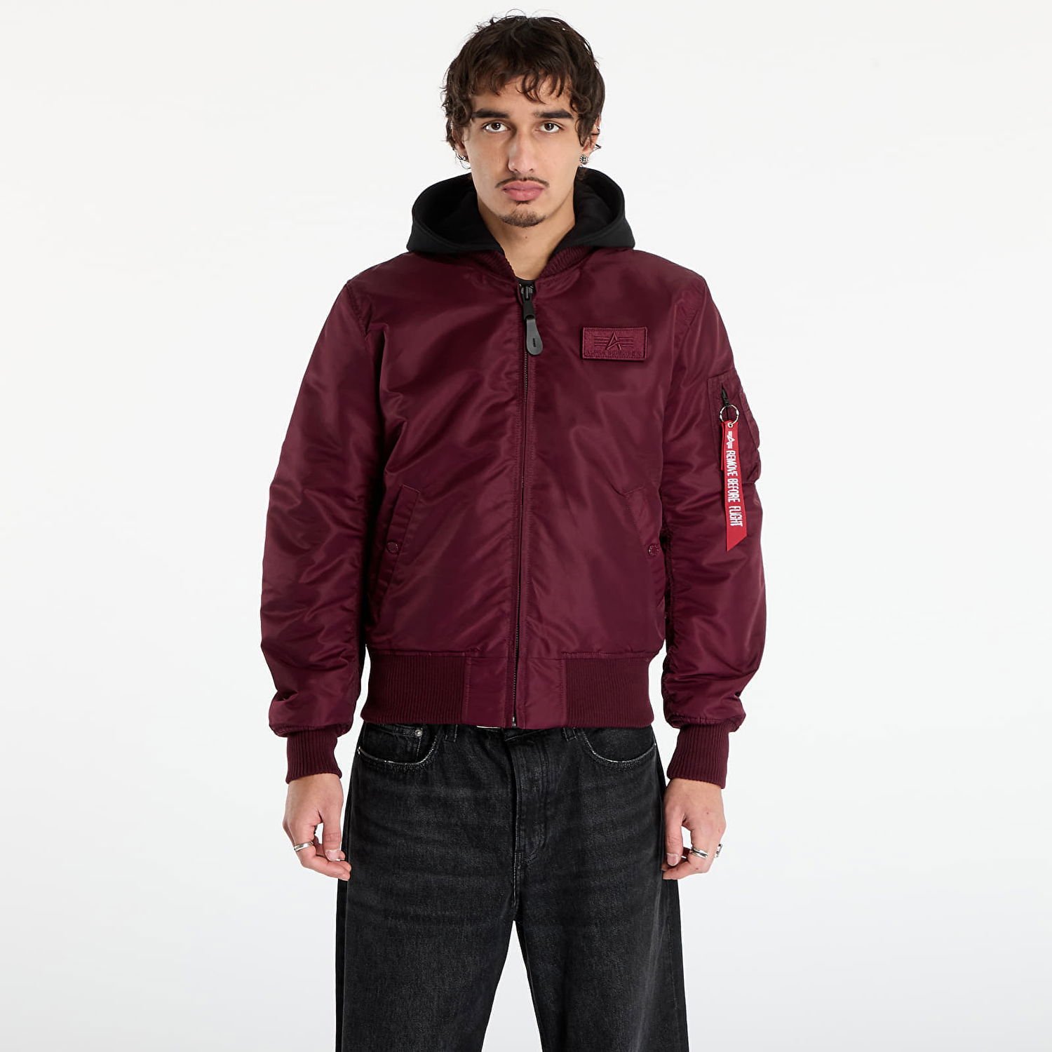 Bomber bunda Alpha Industries Jacket MA-1 Zip Hood Backprint Vínová | 128113-608, 0