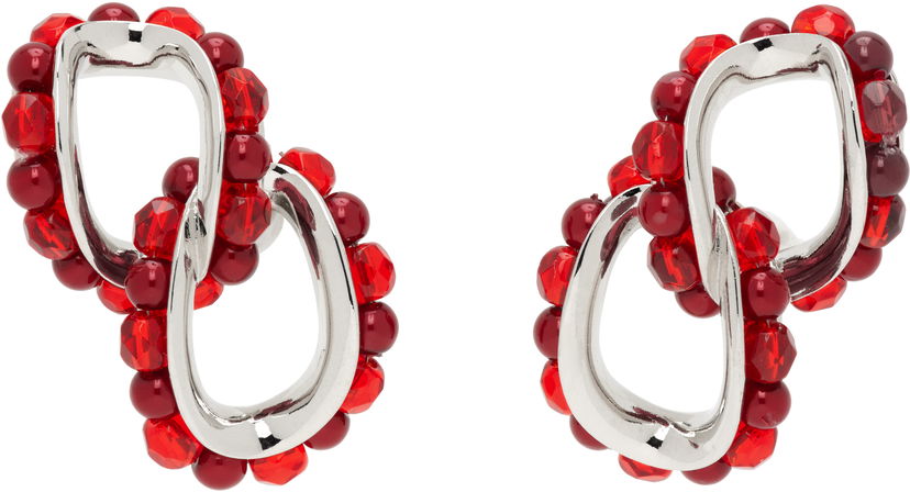 Náušnice KIKO KOSTADINOV Kiko Kostadinov Kandel Silver-Tone & Red Beaded Earrings Červená | KKWAW25ER02-157