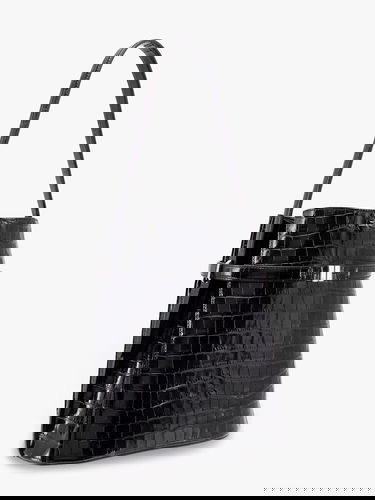 Taška cez rameno TOTEME Belted Croc-Effect Leather Shoulder Bag Čierna | 244WAL0048LE0076001, 2