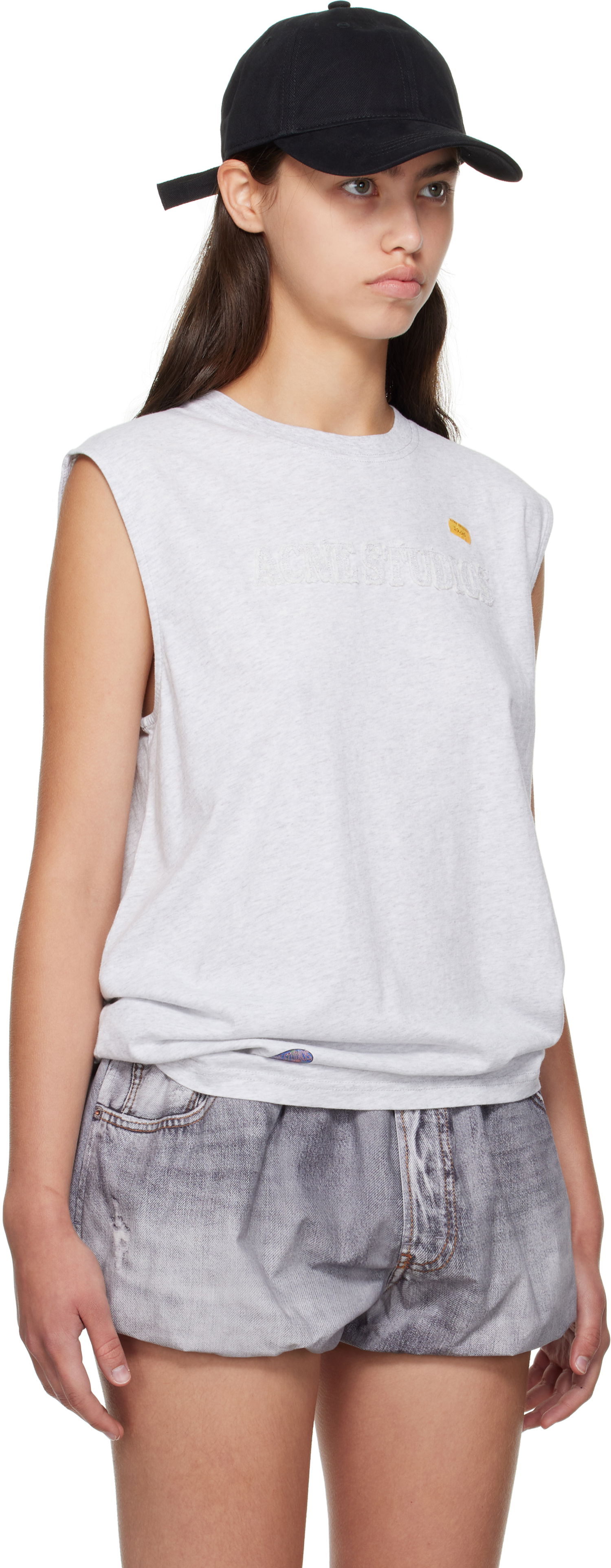 Tielko Acne Studios Acne Studios Logo Muscle Tee Šedá | CL0350-, 1