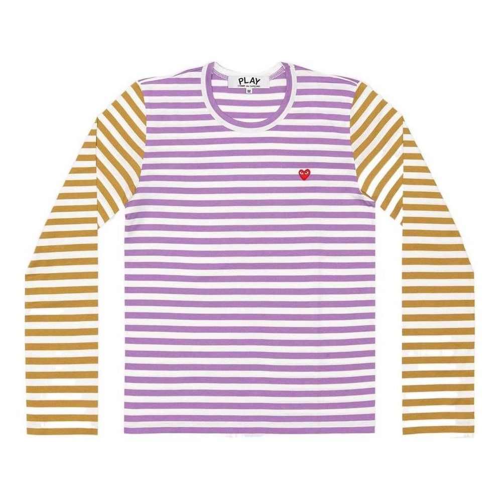 Tričko Comme des Garçons PLAY Long Sleeve Bi-Colour Striped T-Shirt Fialová | AZ-T318-051-4, 0
