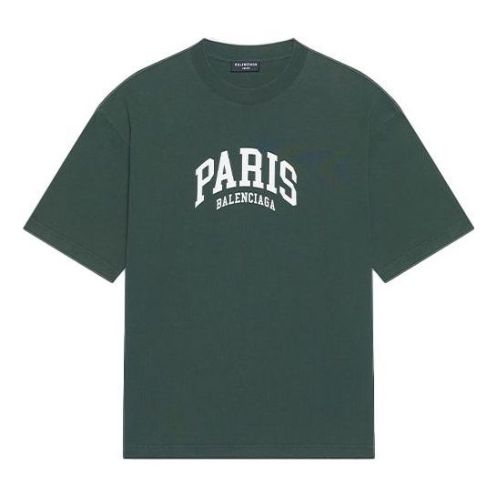 Tričko Balenciaga Cities Paris Medium Fit T-Shirt Zelené | 612966TLVL73011