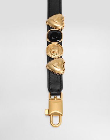 Opasok Dolce & Gabbana Dolce & Gabbana Calfskin Shoulder Strap with Gold-Tone & Black Embellishments Čierna | BI3415AV19580999, 2