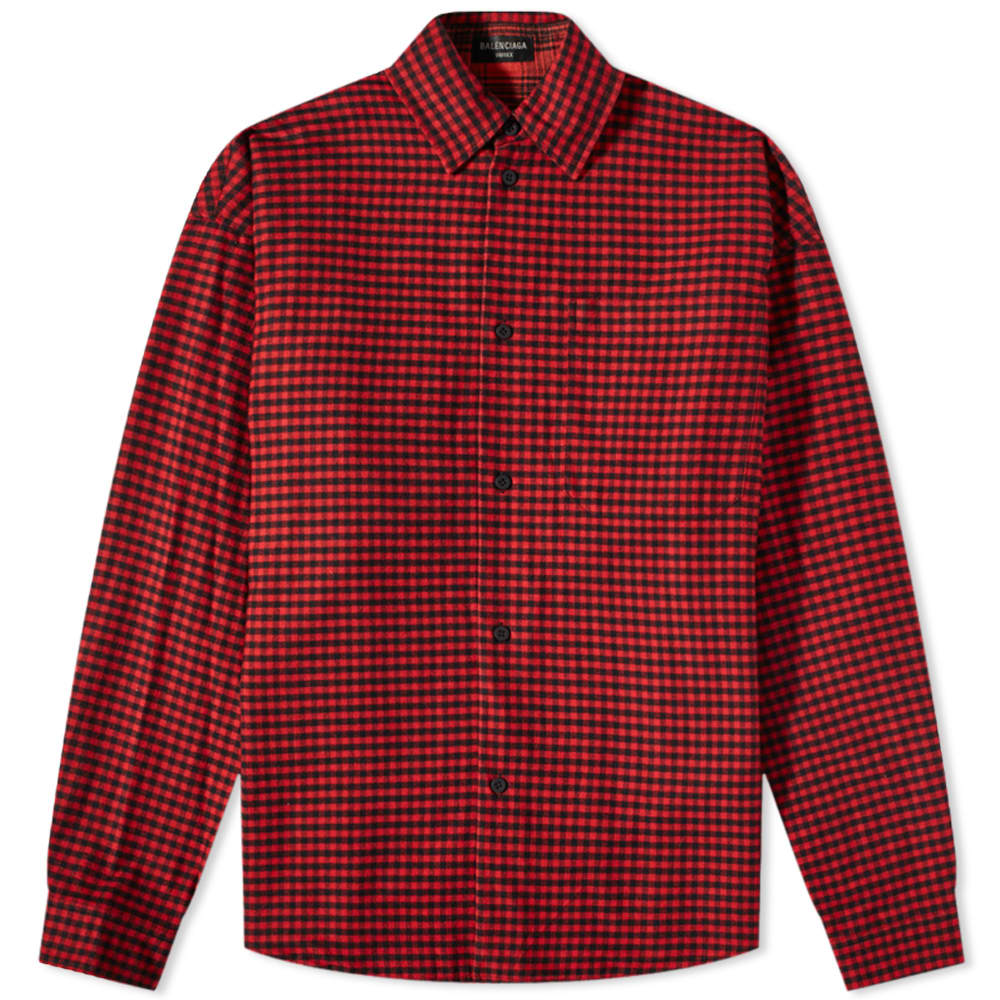 Košeľa Balenciaga Reversible Oversized Check Overshirt Červená | 720105-TNM23-6400, 0