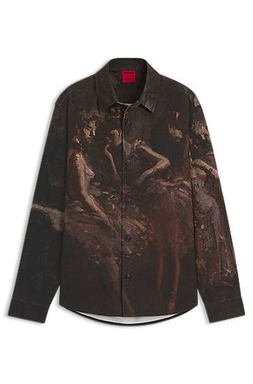Košeľa BOSS Oversized-fit Cotton Shirt with Ballerina Print Rôznofarebný | 50549754
