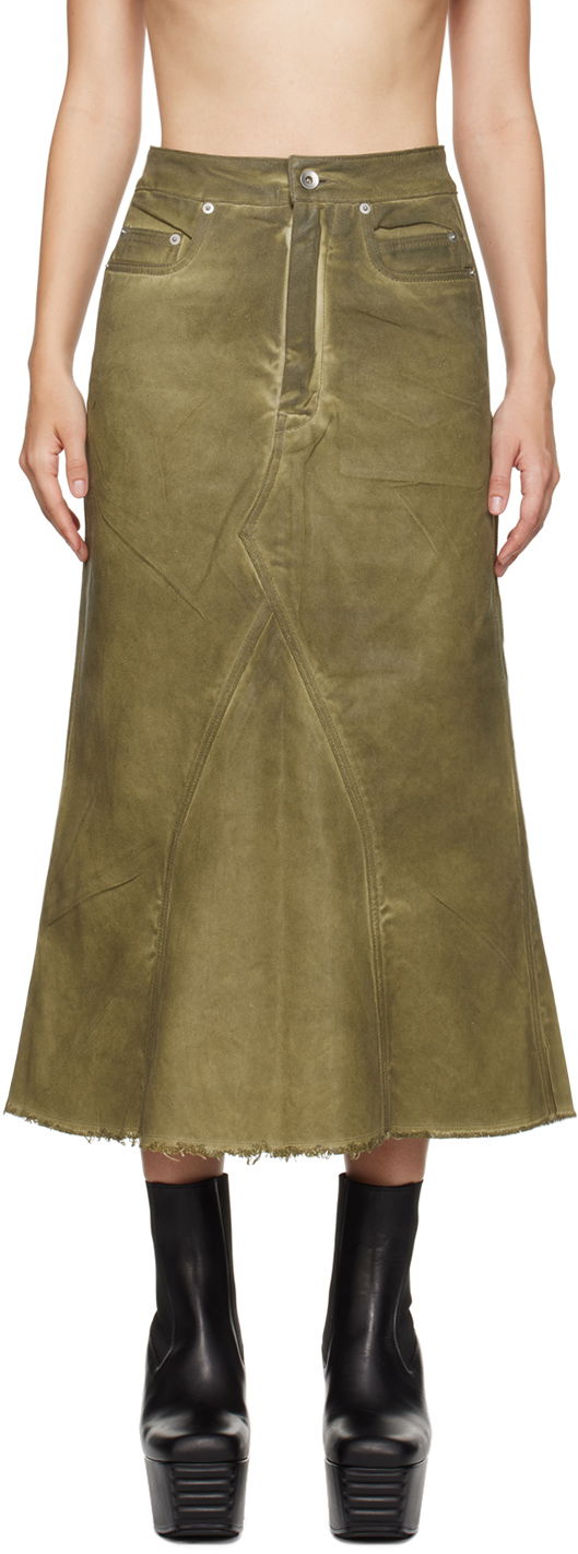 Sukňa Rick Owens Godet Denim Midi Skirt Zelené | DS02D2345 DCF, 0