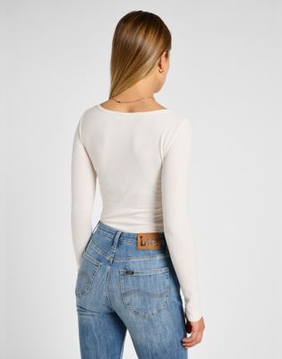 Tričko Lee Slim Long Sleeve Boat Neck Tee Biela | 112355203, 0