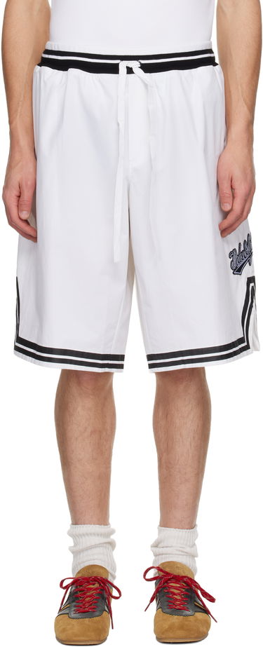 Šortky Dolce & Gabbana Cotton Poplin Striped Drawstring Shorts with Embroidered Logo Biela | GP05GZFI5IH, 0