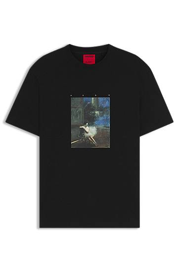 Tričko BOSS HUGO x apoh Cotton-Jersey T-Shirt with Ballerina Artwork Čierna | 50545995