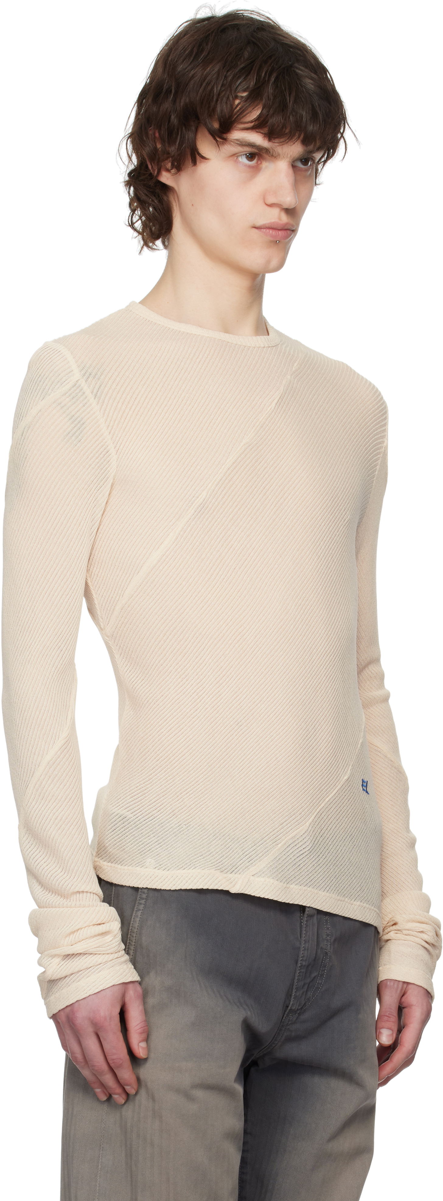Sveter Eckhaus Latta Eckhaus Latta Spiral Long Sleeve T-Shirt Béžová | 1107-EL-PS25-O - OAT, 1
