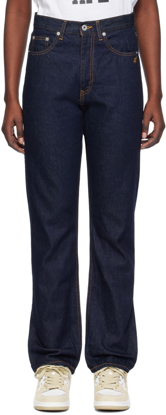 Džínsy BAPE Embroidered Jeans Navy | 001DPJ802002L, 0