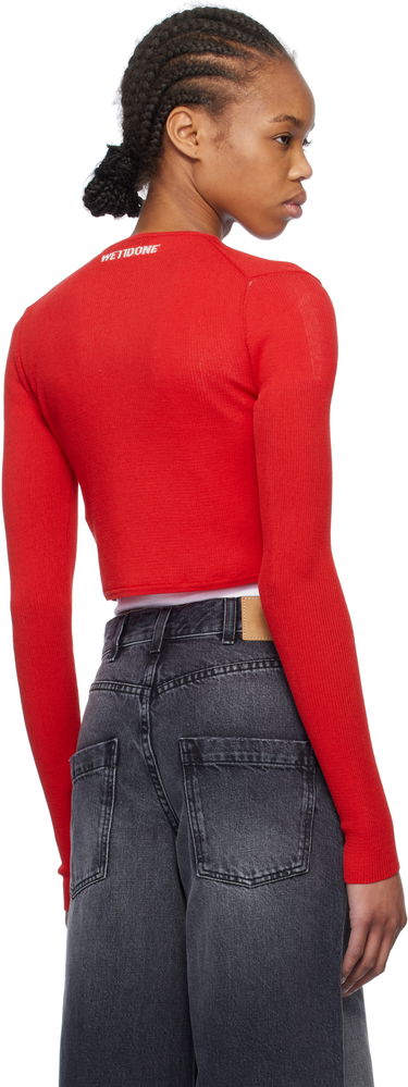 Sveter We11done We11done Ribbed Tight Knit Cardigan Červená | WD-KC0-25-614-W-RD, 2