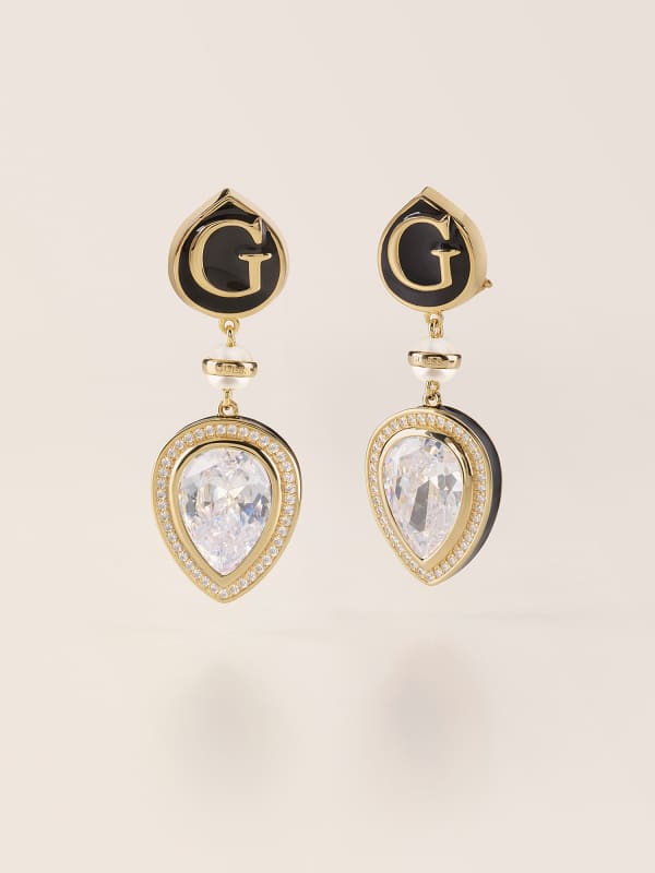 Náušnice GUESS Gold Tone Crystal-Embellished Drop Earrings Metalická | JUBS01603JW, 0