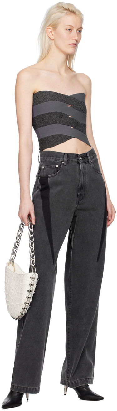 Tielko Dion Lee Reflective Interlocking Weave Bustier Top Šedá | A7798PS24, 3