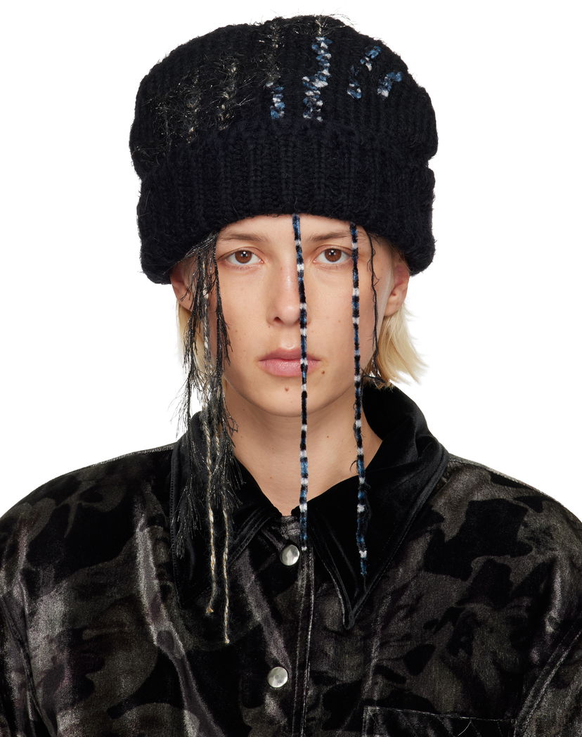 Kulicha Collina Strada Textured Knit Beanie with Fringe and Speckled Details Čierna | XXV1016