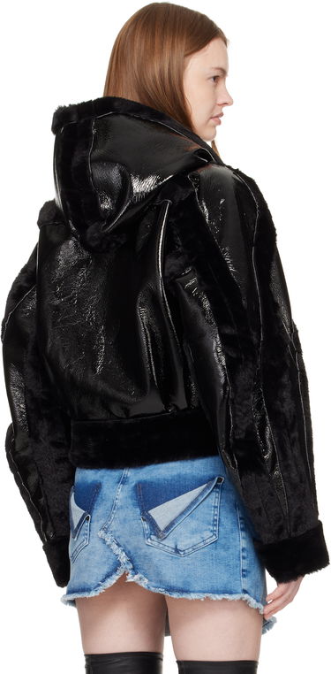 Bunda Ottolinger Ottolinger Fitted Faux-Fur Hooded Jacket Čierna | 109-702409-01, 2