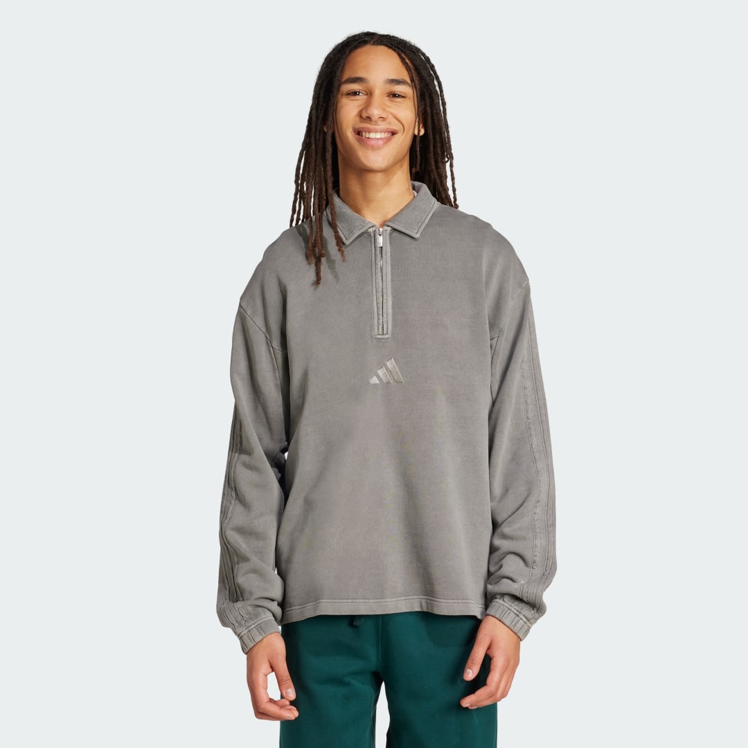 Mikina adidas Performance ALL SZN Washed French Terry Half-Zip Sweatshirt Šedá | JY1722, 0