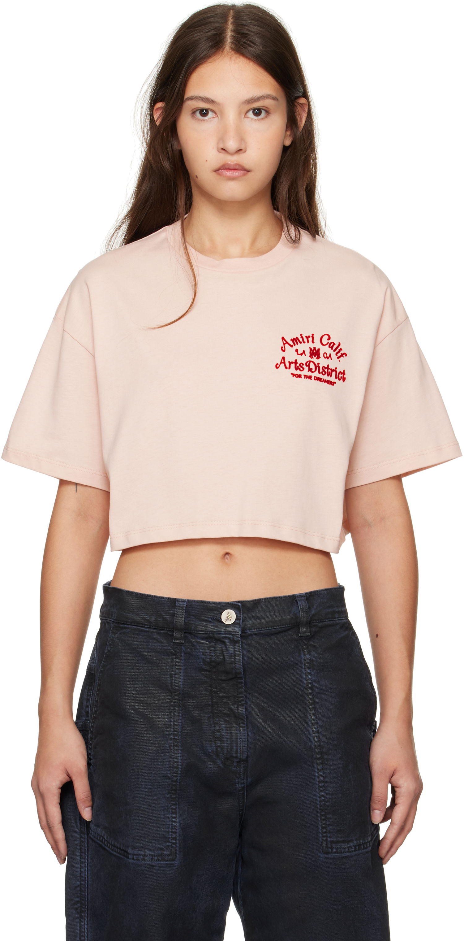 Crop Top AMIRI 'Arts District' Crop T-Shirt Béžová | AWJYTE1040, 0