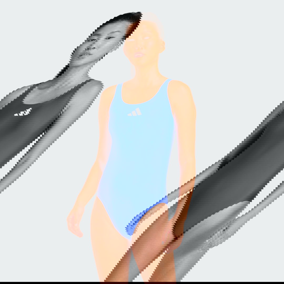 Plavky adidas Performance 3 Bar Logo One Piece Swimsuit Modrá | JE1918, 0