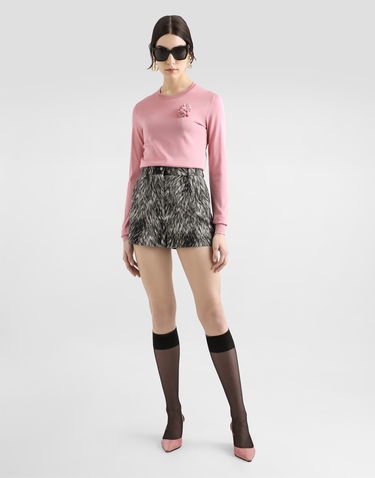 Sveter Dolce & Gabbana Dolce & Gabbana Silk Cropped Sweater with 3D Flower Ružová | FXX12ZJBSKYF0473, 1