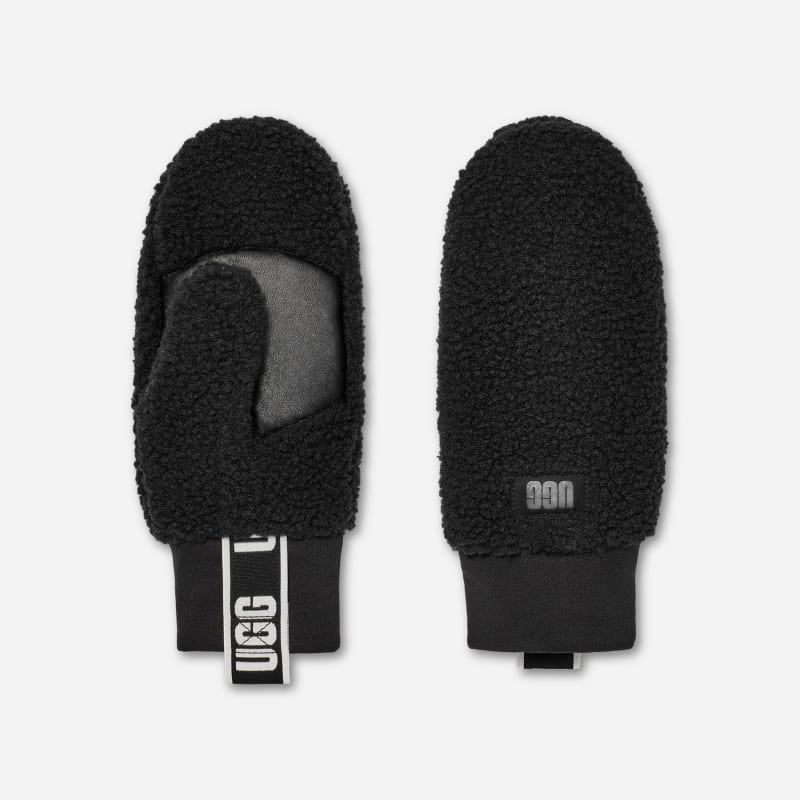 Rukavice UGG Logo Tape Fleece Mittens Čierna | 101099-BLK, 1