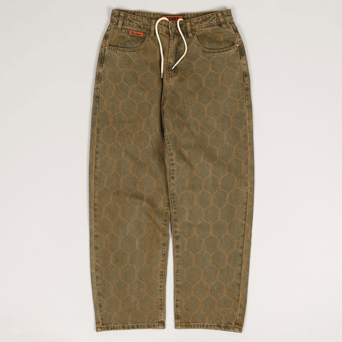 Chain Link Denim Pants "Wash Brown"