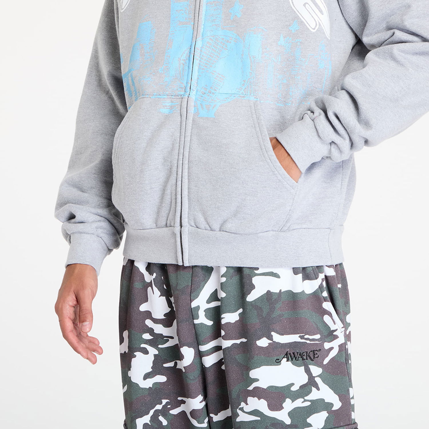 Mikina Awake NY Skyline Zip Up Hoodie Heather Grey M Šedá | AWK-SU24-HD121-GRY, 1