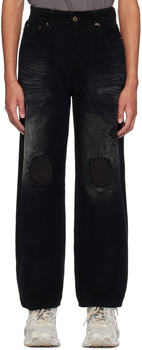 Džínsy We11done We11done Distressed Corduroy Trousers Čierna | WD-PT2-24-230-M-BK, 0