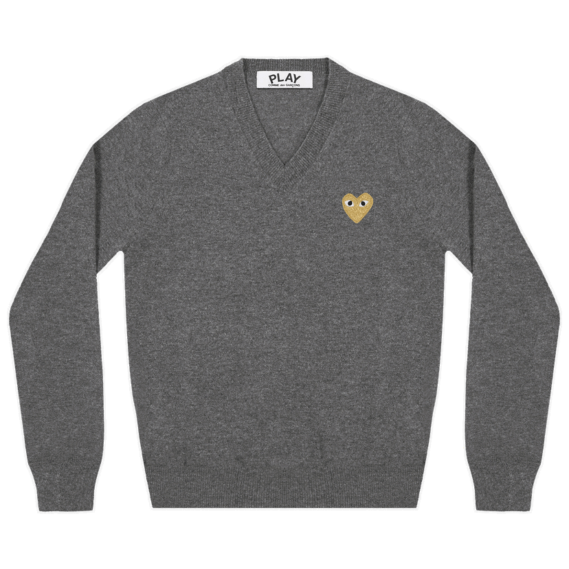 Sveter Comme des Garçons PLAY Heart V-Neck Pullover Šedá | AZ N047 051 3