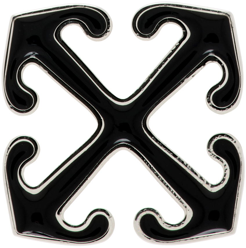 Náušnice Off-White Silver & Black Enamel Arrow Single Earring Čierna | OMOD116F24MET0017210, 0
