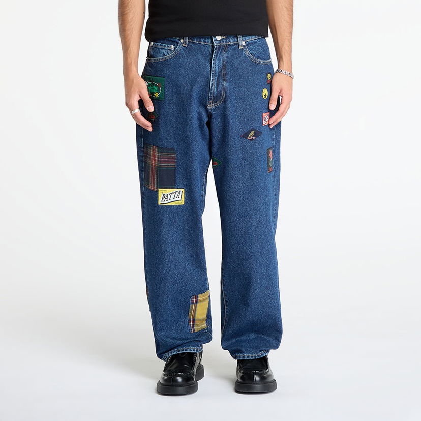 Džínsy Patta Whole Lotta Labels Patched Denim Pants Modrá | POC-AW25-4200-386-0006-197