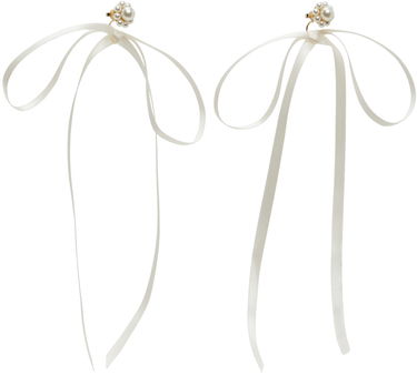 Náušnice Simone Rocha Simone Rocha Bow Ribbon Stud Earrings Biela | ERG389 0904, 4