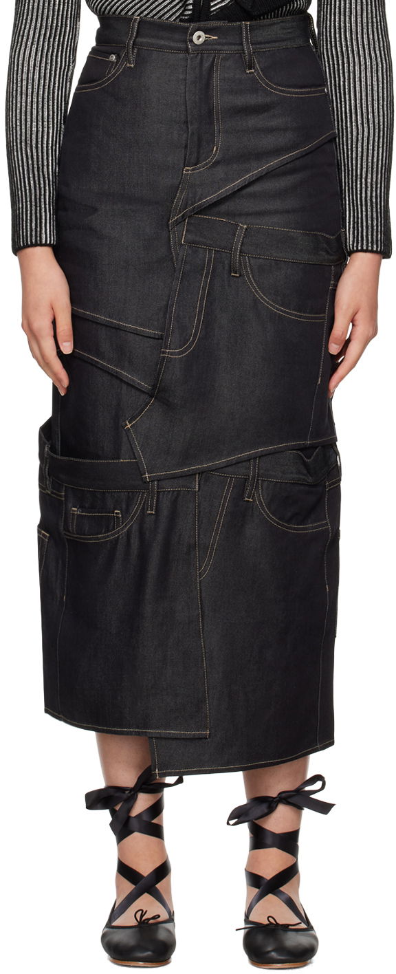 Sukňa Feng Chen Wang Feng Chen Wang Paneled Denim Midi Skirt Navy | FWF16SK12, 0