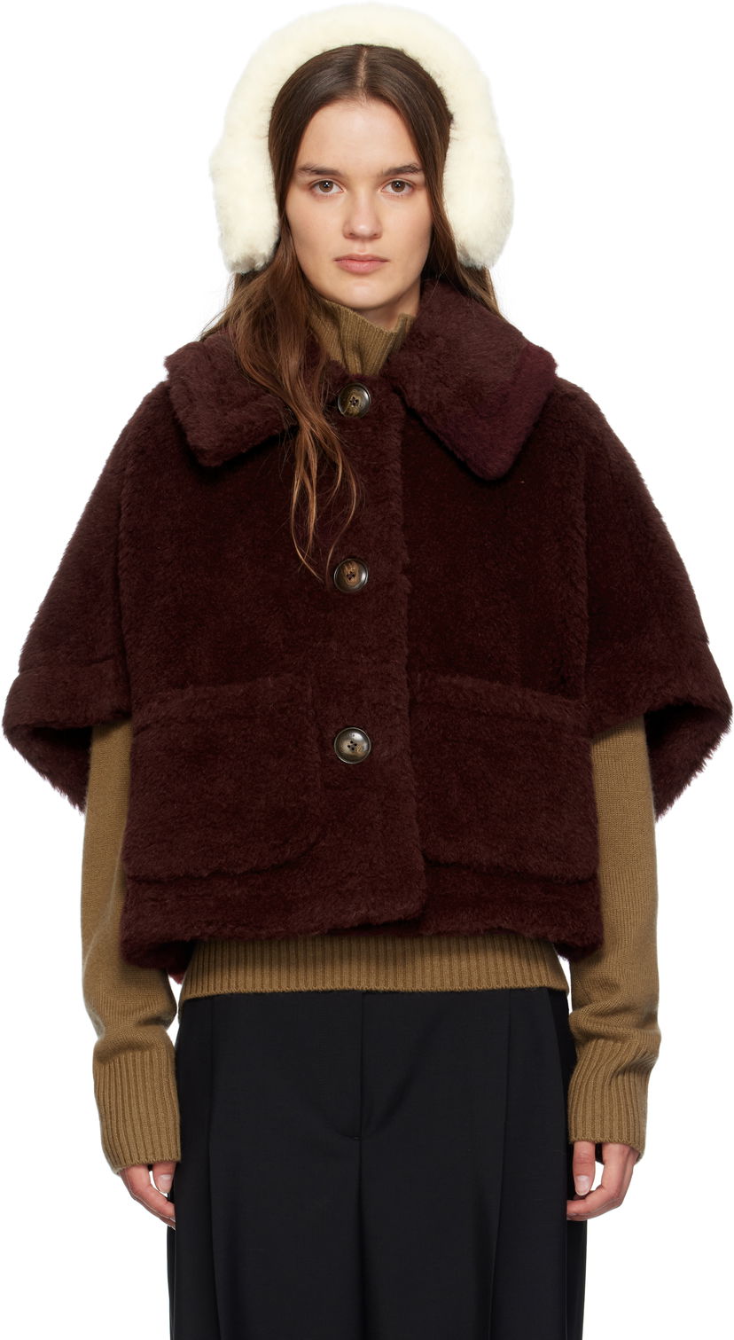 Bunda Max Mara Max Mara Newterzo1 Cropped Faux Fur Jacket Vínová | 2524736062600