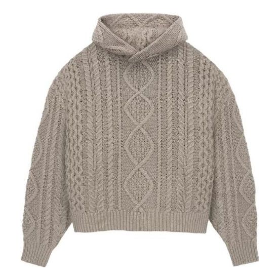 Sveter Fear of God Essentials Cable Knit Hoodie Béžová | 192BT234394F