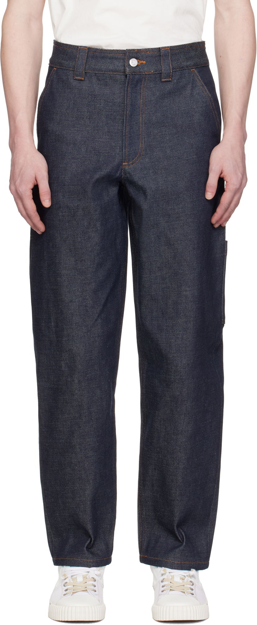 Džínsy A.P.C. Fergus Raw Denim Carpenter Jeans Navy | COHES-M08500