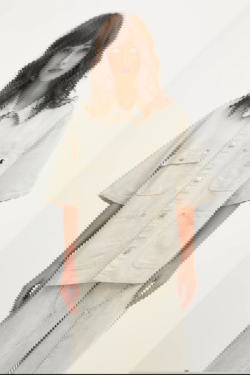 Košeľa Carhartt WIP Michigan Short-Sleeve Linen Blend Regular Fit Classic Collar Shirt Béžová | I035573.502, 0