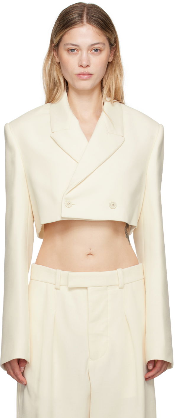 Oblečenie WARDROBE.NYC Off-White Cropped Blazer Béžová | W4076PC, 0