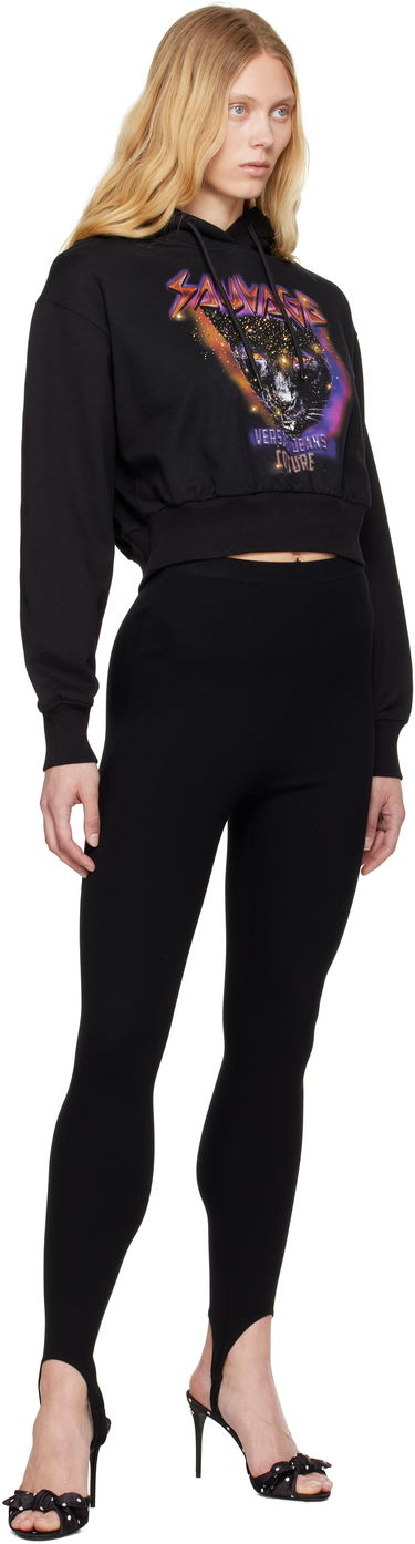 Mikina Versace Versace Jeans Couture Savage Print Cropped Hoodie Čierna | E78HAIC04_ECF00C, 3