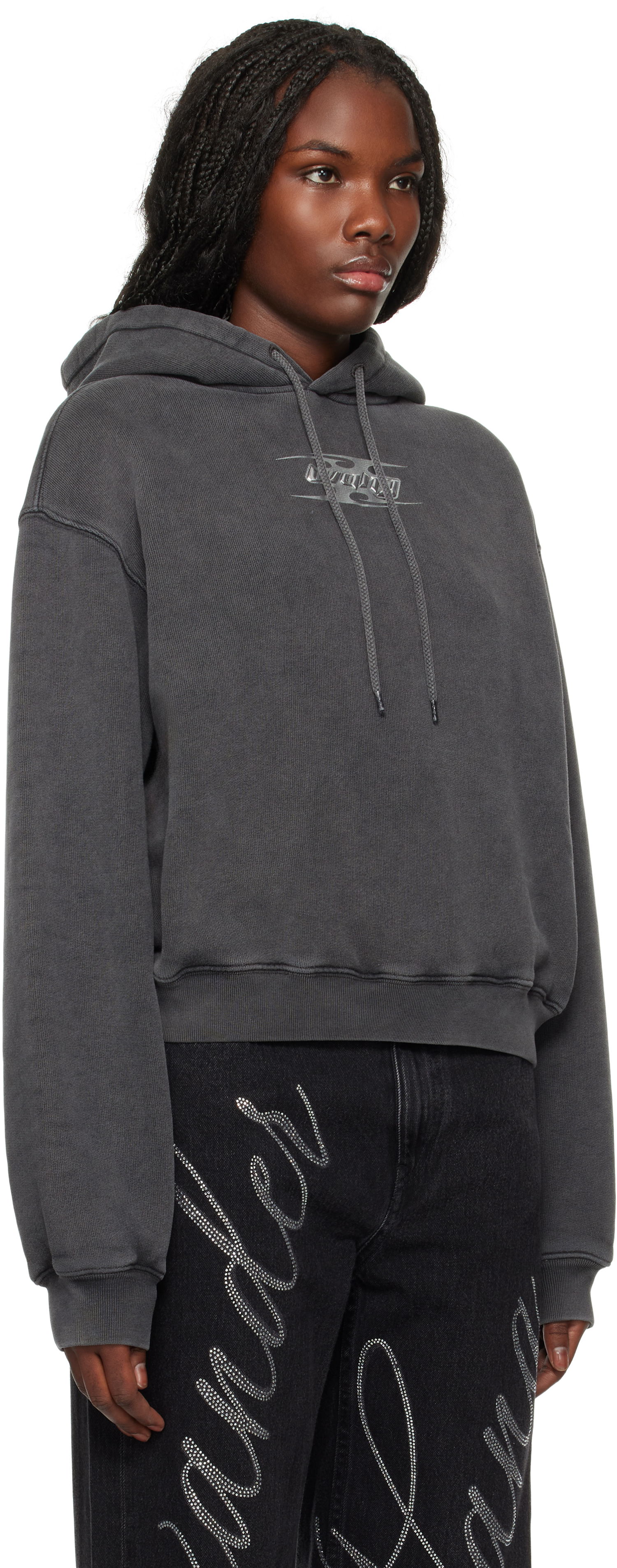 Mikina Alexander Wang Blade Logo-Embossed Hoodie Čierna | 4CC4242107, 1