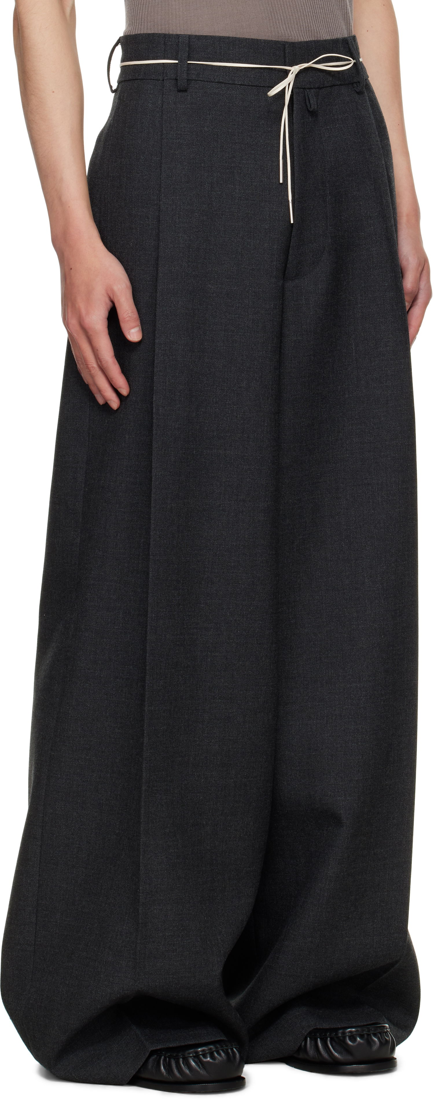 Nohavice Dries Van Noten Dries Van Noten Wide Leg Pleated Trousers Šedá | 252-020915-2247, 1